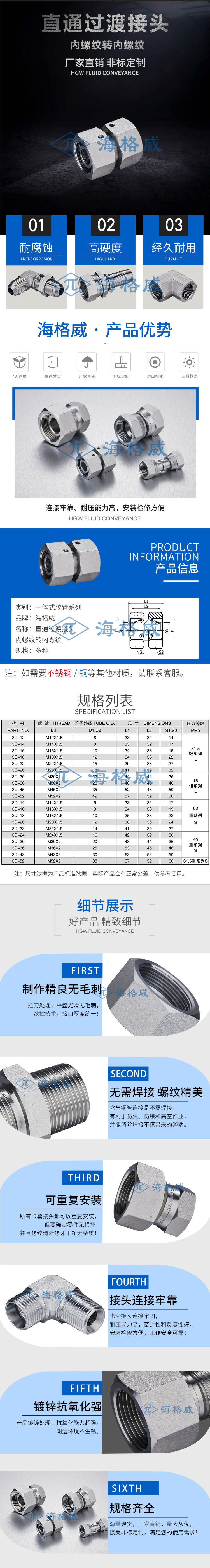 直通过渡接头